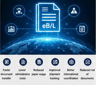 Modern digital logistics systems using electronic Bills of Lading in international shipping