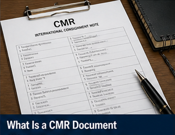 Paper CMR document filled with shipment details sender receiver and carrier information