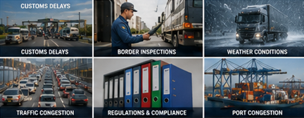 European domestic and international transport with EU highways border crossings warehouses and logistics hubs