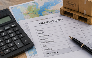 Groupage shipping pricing calculation with pallets logistics planning freight costs and transport documents